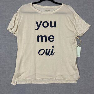 Dept 222 New West Tee Mixed Fabrics Sz PS Light Beige T Shirt You Me Oui